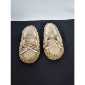 Toddler Girls s (5-6), Fuzzy Gold Glitter Slip-on Shoes